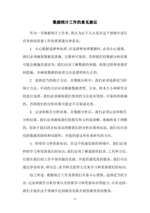 数据统计工作的意见建议