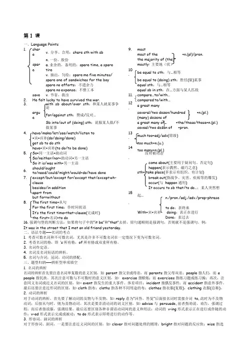 (完整版)高考英语考点大全,推荐文档