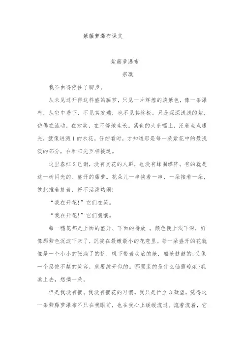 紫藤萝瀑布课文