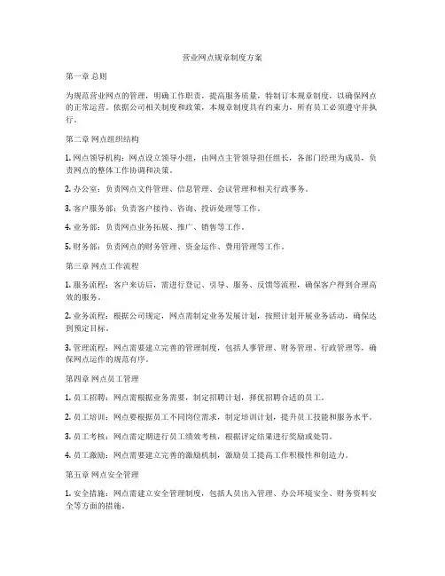 营业网点规章制度方案