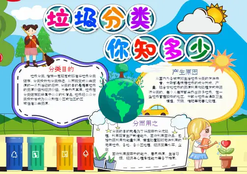 垃圾分类知多少小报手抄报word模版