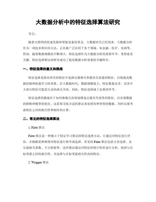 大数据分析中的特征选择算法研究