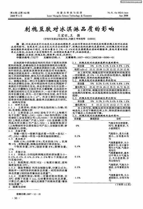 刺槐豆胶对冰淇淋品质的影响