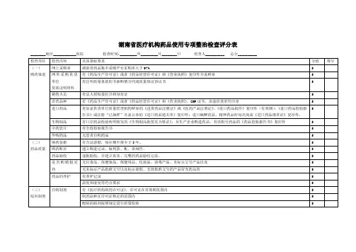 湖南省医疗机构药品使用专项整治检查评分表