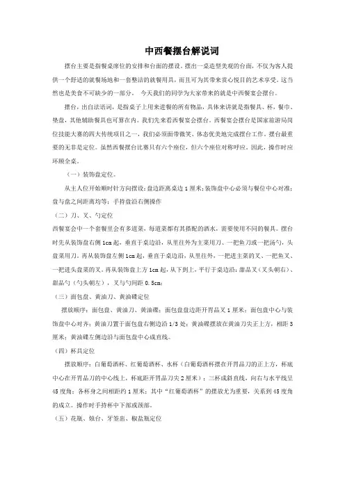 中西餐摆台解说词