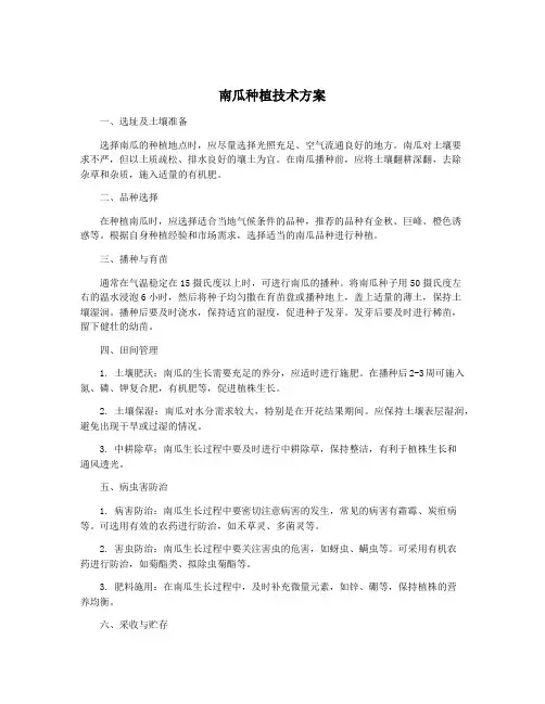 南瓜种植技术方案