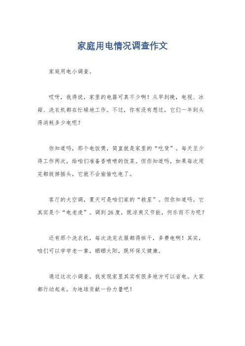 家庭用电情况调查作文