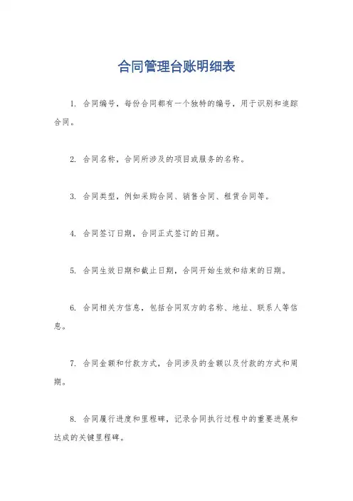 合同管理台账明细表