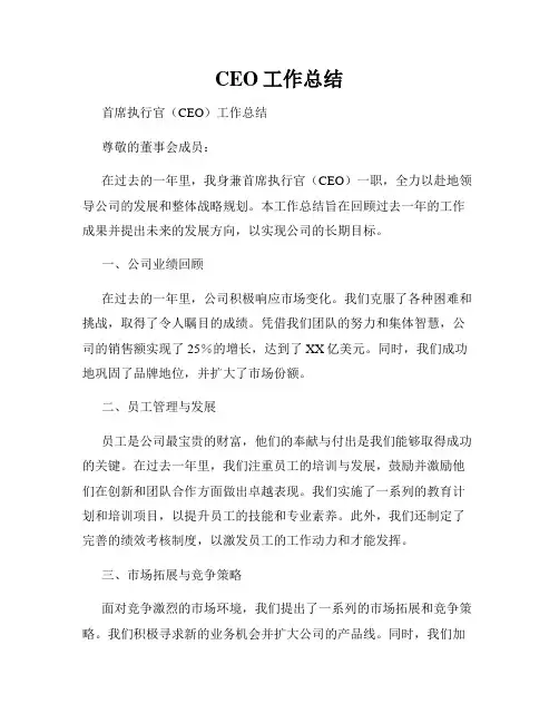 CEO工作总结