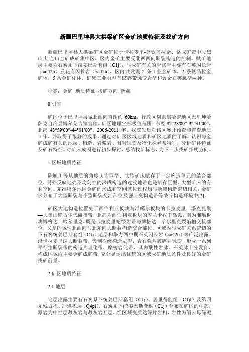新疆巴里坤县大拱梁矿区金矿地质特征及找矿方向