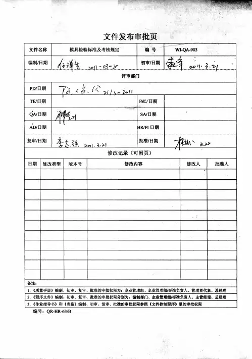 模具检验标准