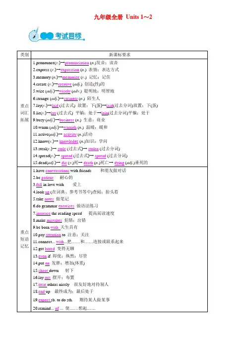 中考英语教材一本通九全Unit1-2-英语备课大师【全免费】(修复的)