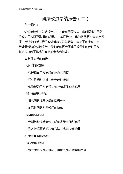 持续改进总结报告(二)2024