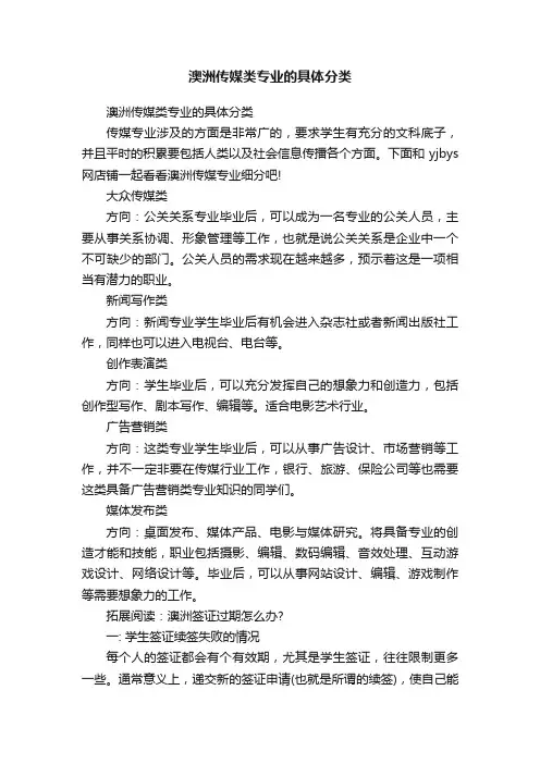 澳洲传媒类专业的具体分类