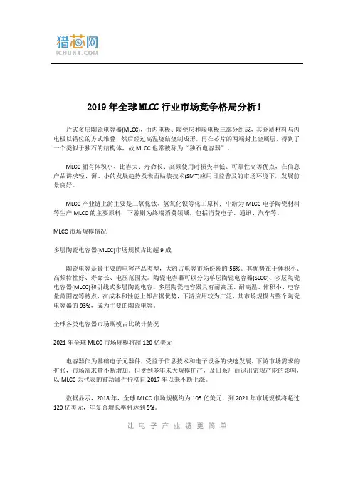 2019年全球MLCC行业市场竞争格局分析