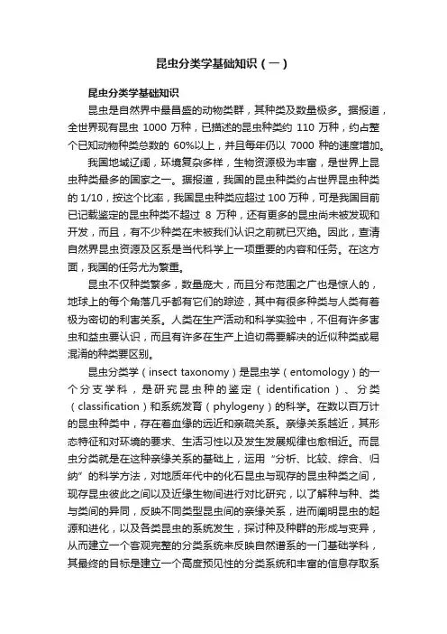 昆虫分类学基础知识（一）