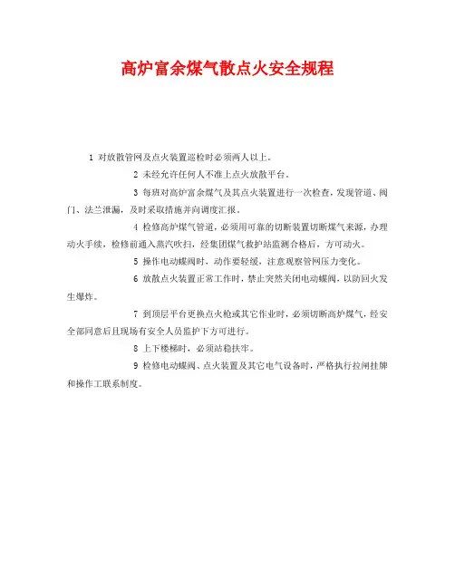 《安全管理制度》之高炉富余煤气散点火安全规程