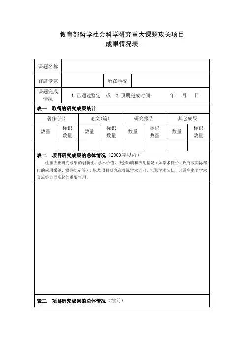 教育部哲学社会科学研究重大课题攻关项目成果情况表doc