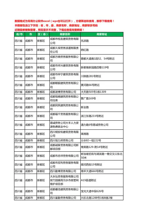 2020新版四川省成都市新都区劳务派遣有限公司工商企业公司商家名录名单黄页联系电话号码地址大全35家