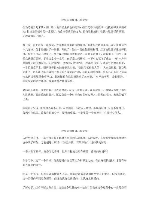 我努力读懂自己作文500字优选作文