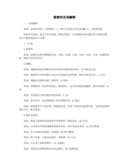 植物学名词解释