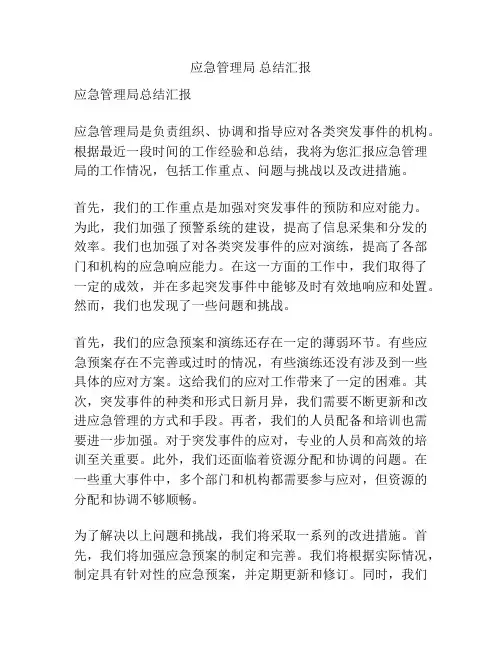 应急管理局 总结汇报