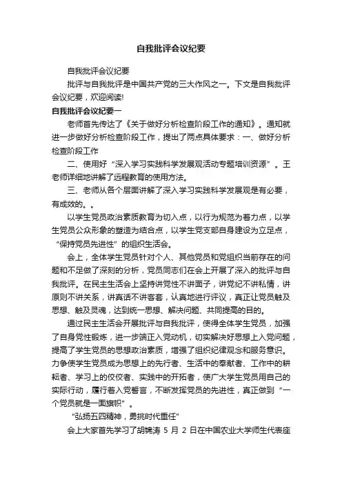 自我批评会议纪要