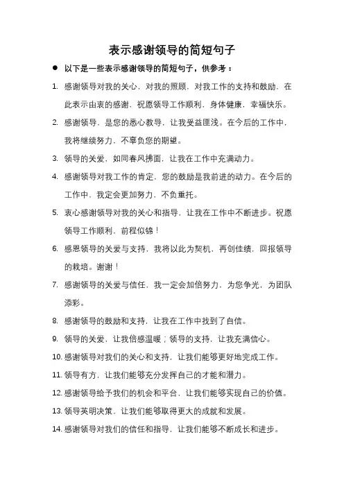 表示感谢领导的简短句子