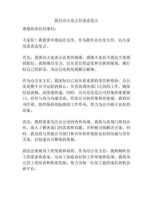 新任办公室主任表态发言