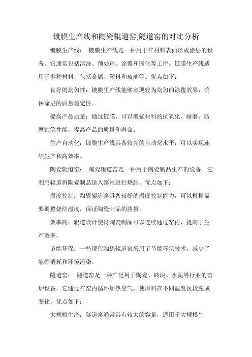 镀膜生产线和陶瓷辊道窑,隧道窑的对比分析