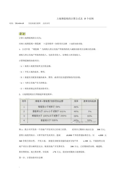 土地增值税与计算公式与9个实例