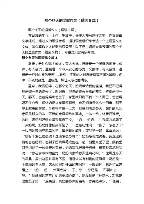 那个冬天的温暖作文（精选5篇）