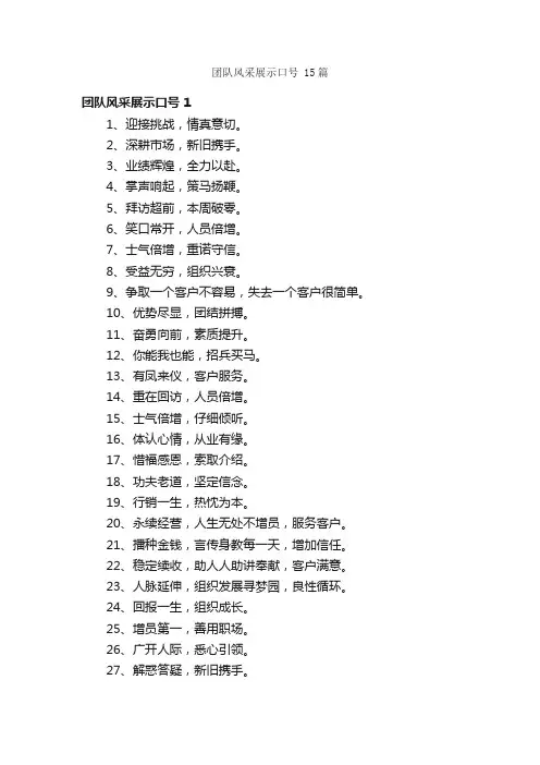 团队风采展示口号15篇