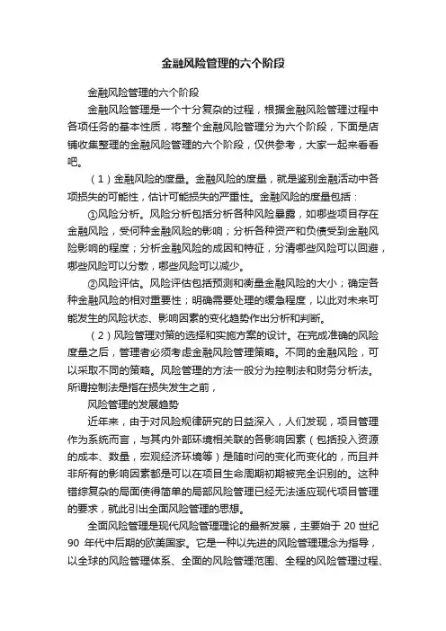 金融风险管理的六个阶段