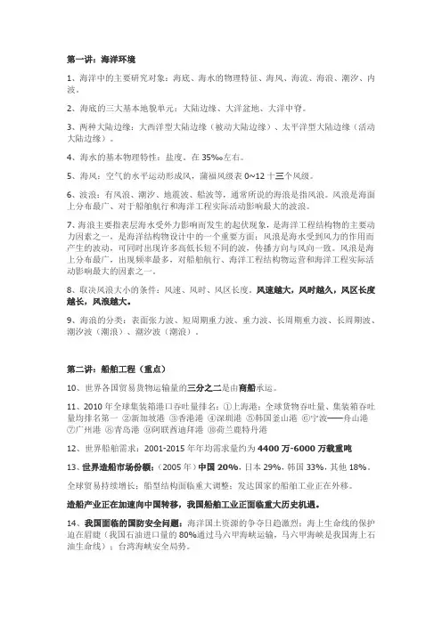 上海交通大学 船舶与海洋工程导论 考点整理 全
