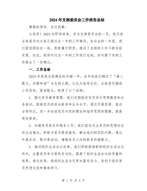 2024年支部委员会工作报告总结