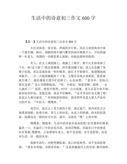 生活中的诗意初三作文600字