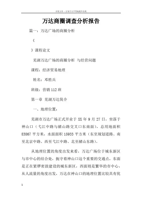 万达商圈调查分析报告
