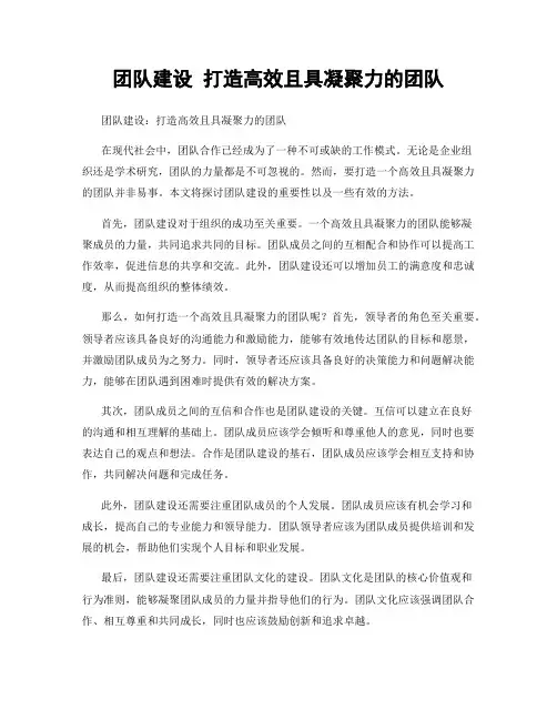 团队建设 打造高效且具凝聚力的团队