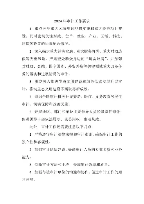 2024年审计工作要求