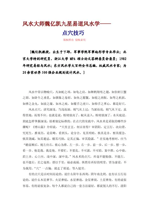 风水大师魏亿凯九星易道风水学——点穴技巧