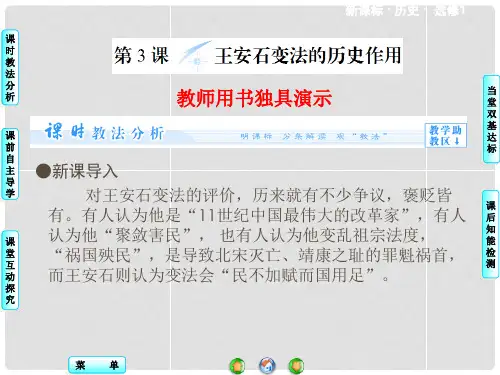 高中历史 第四单元 第3课 王安石变法的历史作用同步备课课件 新人教版选修1