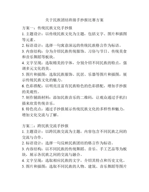 关于民族团结班级手抄报比赛方案