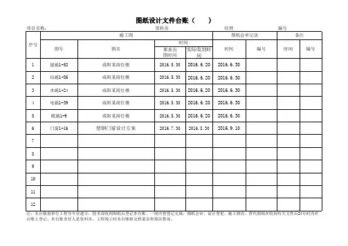 图纸设计文件台账