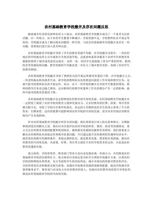 农村基础教育学校撤并及存在问题反思