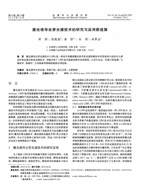 激光诱导击穿光谱技术的研究与应用新进展
