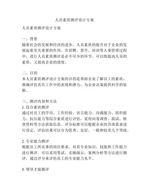 人员素质测评设计方案