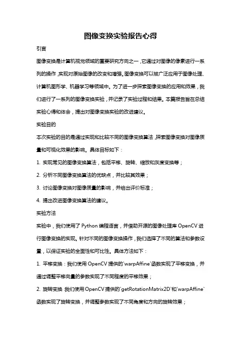 图像变换实验报告心得