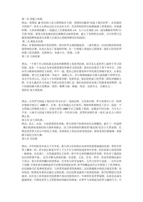 世界十大民族