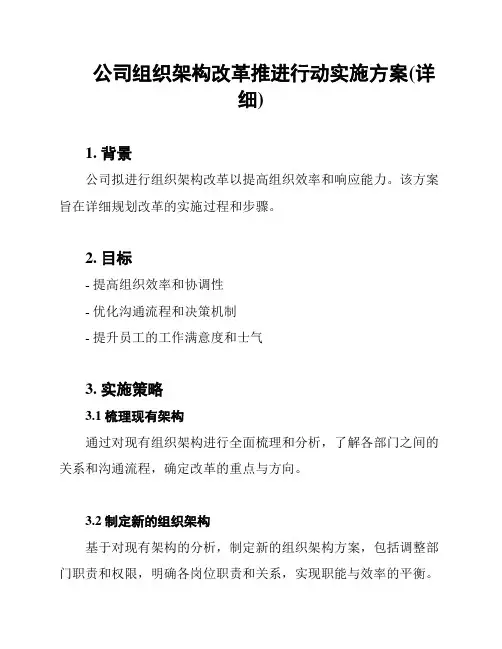 公司组织架构改革推进行动实施方案(详细)